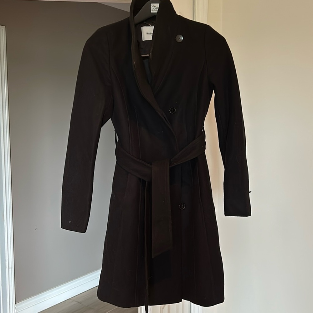 Babaton Black Belted Coat - Picture 2 of 12